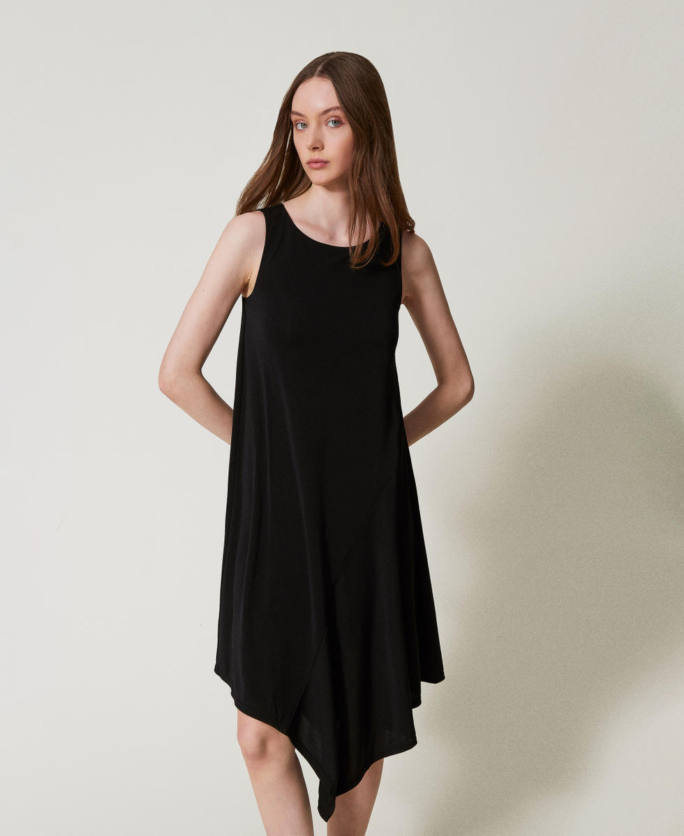 Asymmetric midi dress Black Woman 251LB2RBB_00006_01