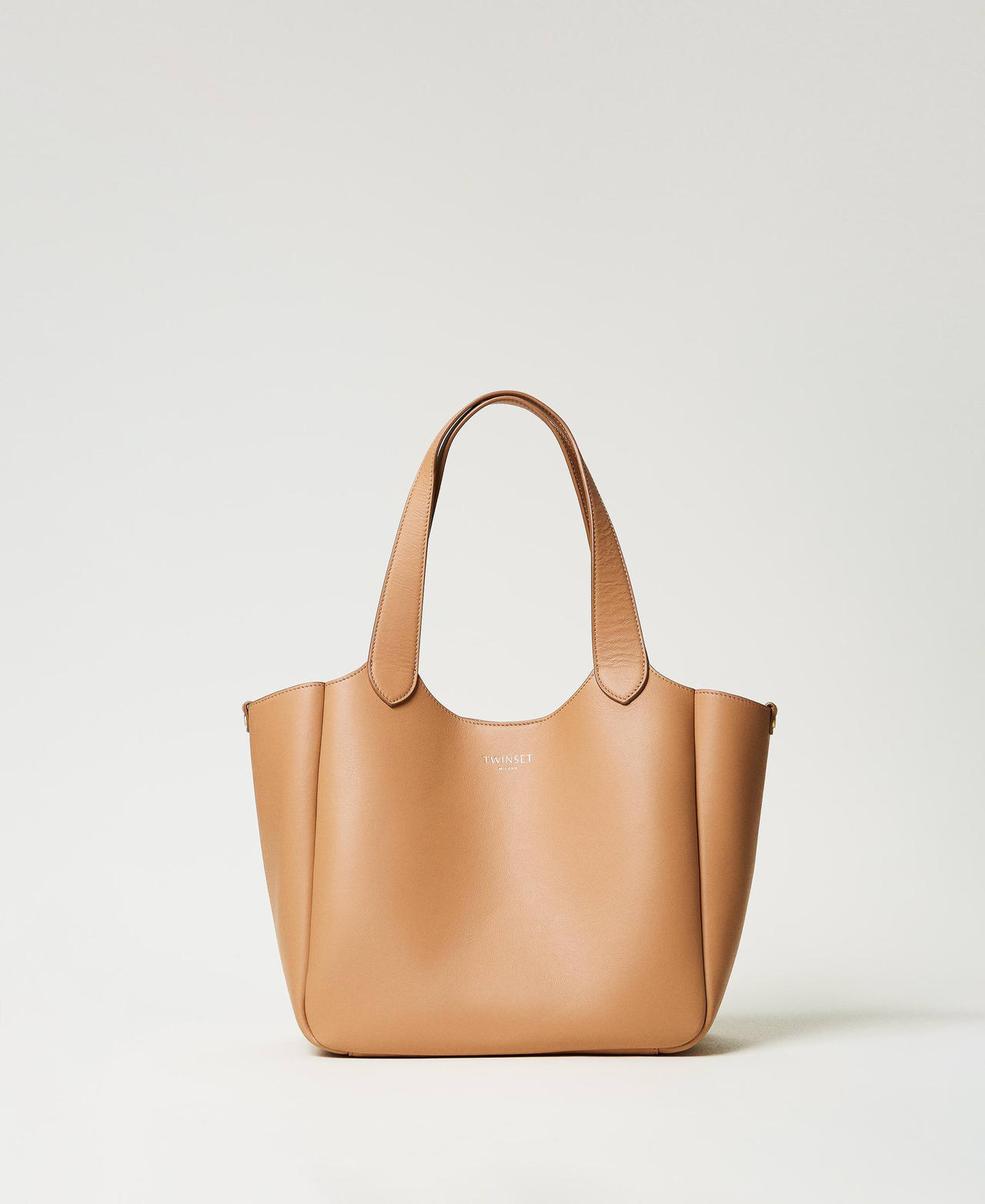 【TWINSET】Woman Tote Bags 3Colors Forever' leather shopper bag Woman, Beige | TWINSET Milano