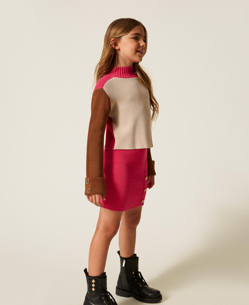 Трикотажная мини-юбка с пуговицами Oval T Candy Rose Девочка 252GJ3063_00338_02