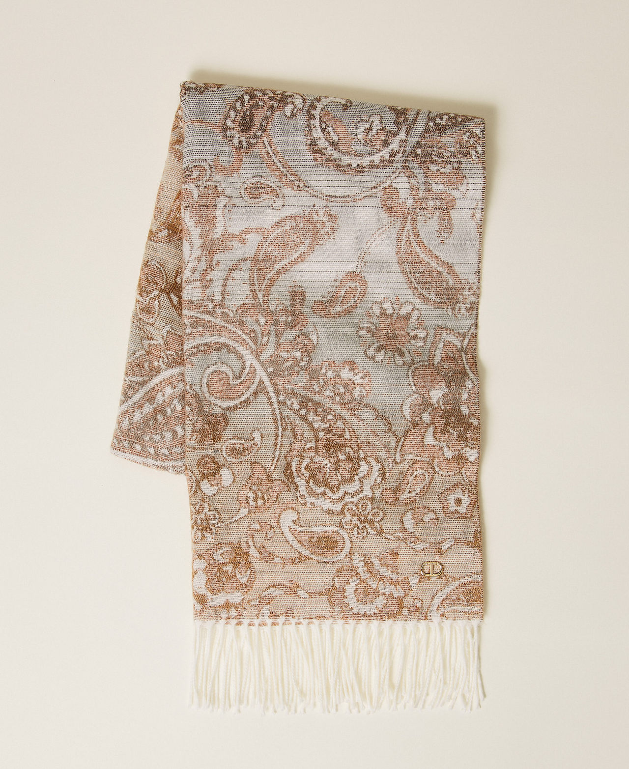 Estola de jacquard con estampado de paisley Jacquard Paisley Natural Beige Mujer 252TA4400_12654_01