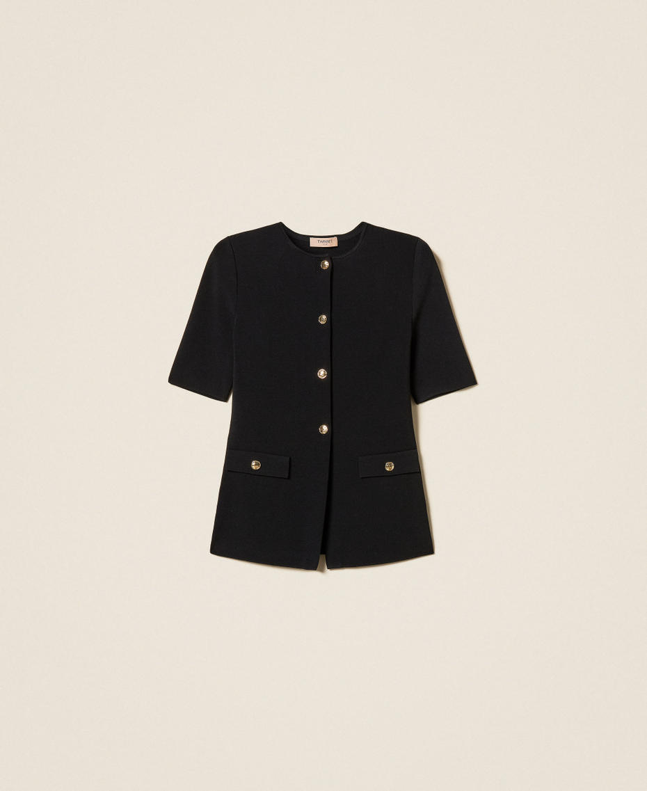 Knit jacket with buttons Black Woman 261TP3131_00006_S0