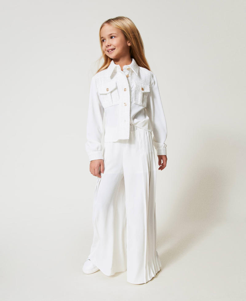 Chemise en crêpe de Chine et tissu bouclé Bicolore Ice/Bouclé Fille 251GJ2QQ1_12139_0T