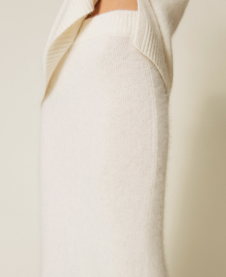 Angora blend knit midi skirt White Snow Woman 252TT3186_00282_05