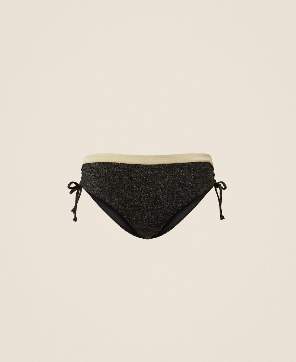 Slip da bagno bicolore con lurex Bicolor Nero / Bianco "Pergamena" Donna 261LBME99_05807_S0