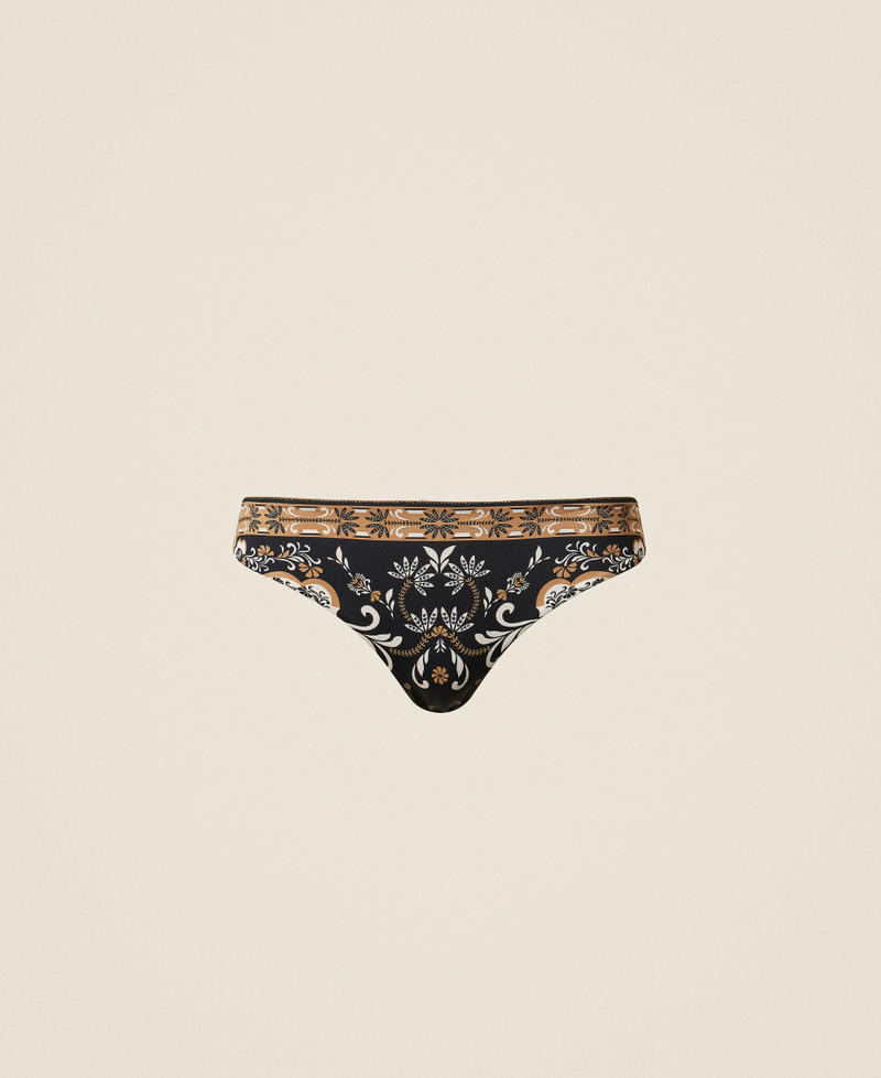 Braguita de bikini brasile&ntilde;a con estampado fular Estampado Fular Negro Mujer 261LBMQ77_13225_S0