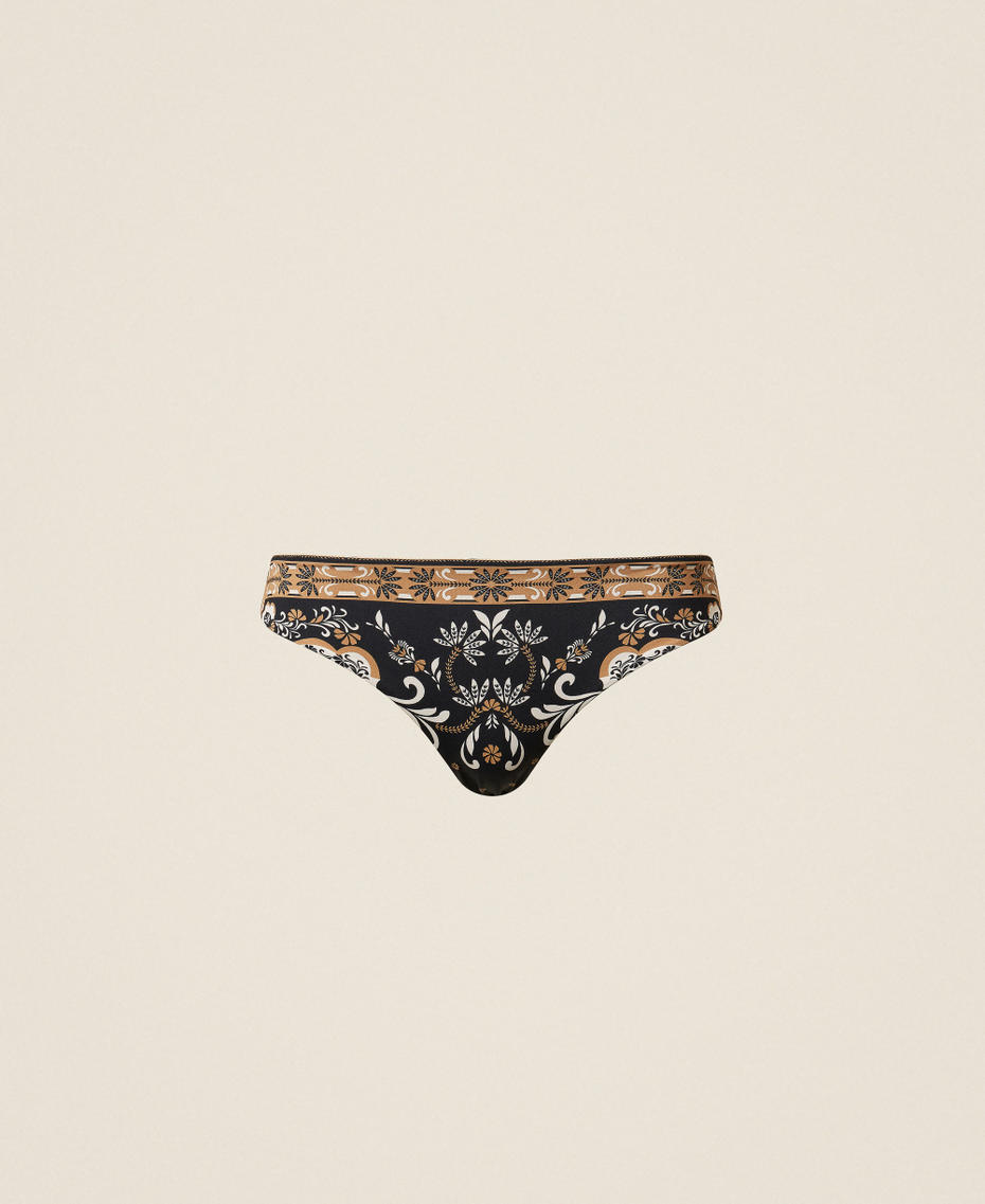 Braguita de bikini brasile&ntilde;a con estampado fular Estampado Fular Negro Mujer 261LBMQ77_13225_S0