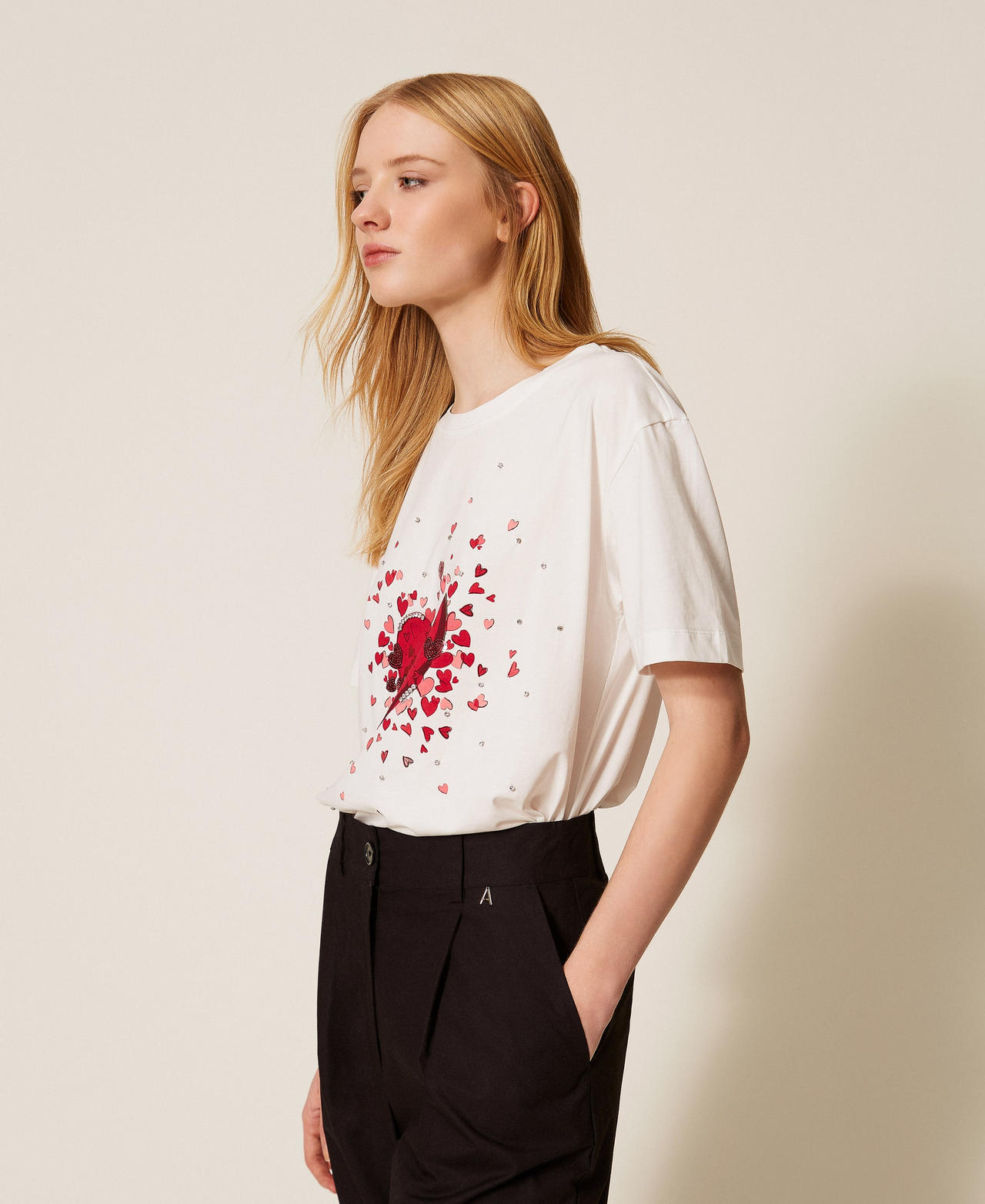 T-shirt avec imprimé et strass