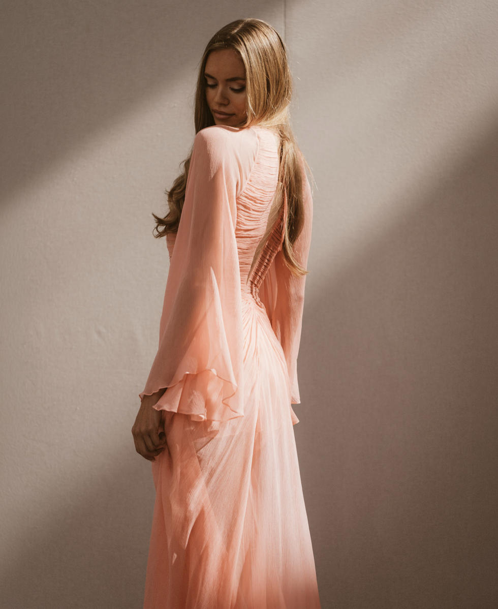 Silk creponne long dress