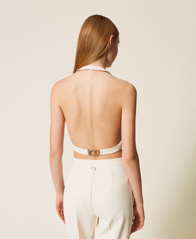 Crêpe cady waistcoat with strap Mother Of Pearl Woman 252TP2280_00059_03