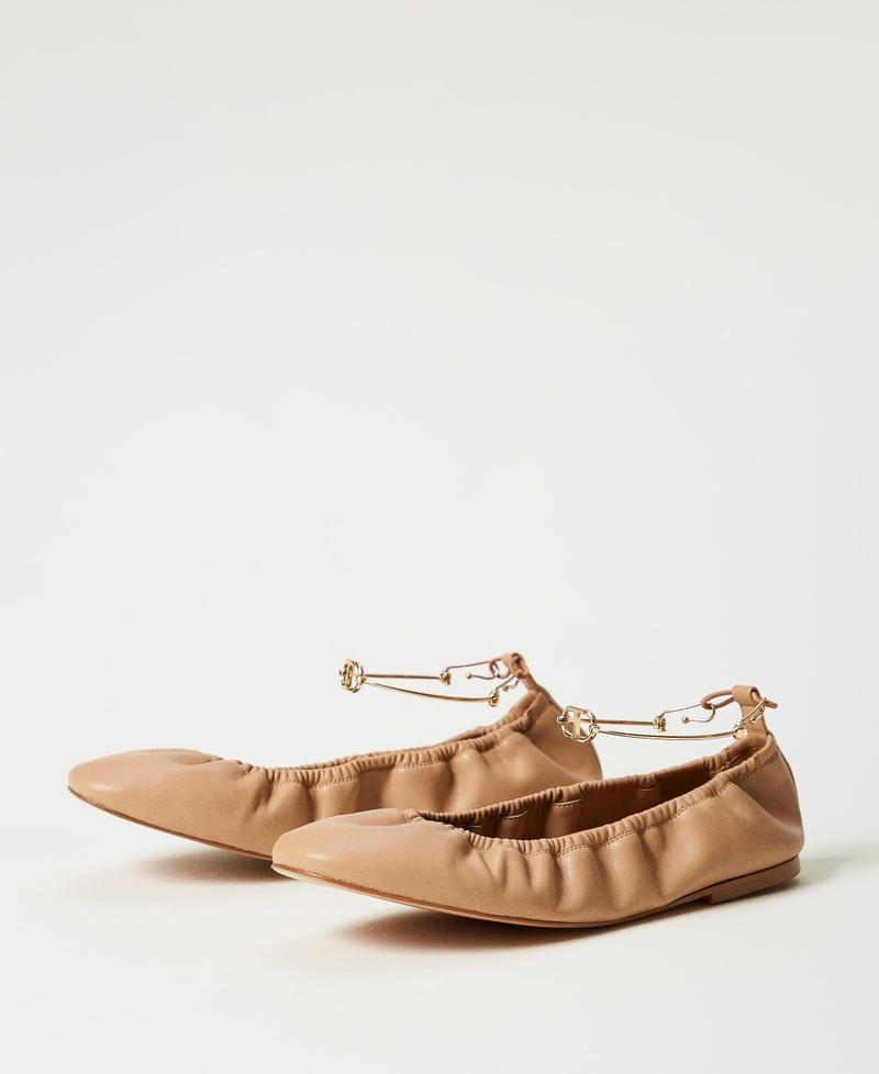 Ballet flats with strap Camel Woman 251TCP150_00044_02
