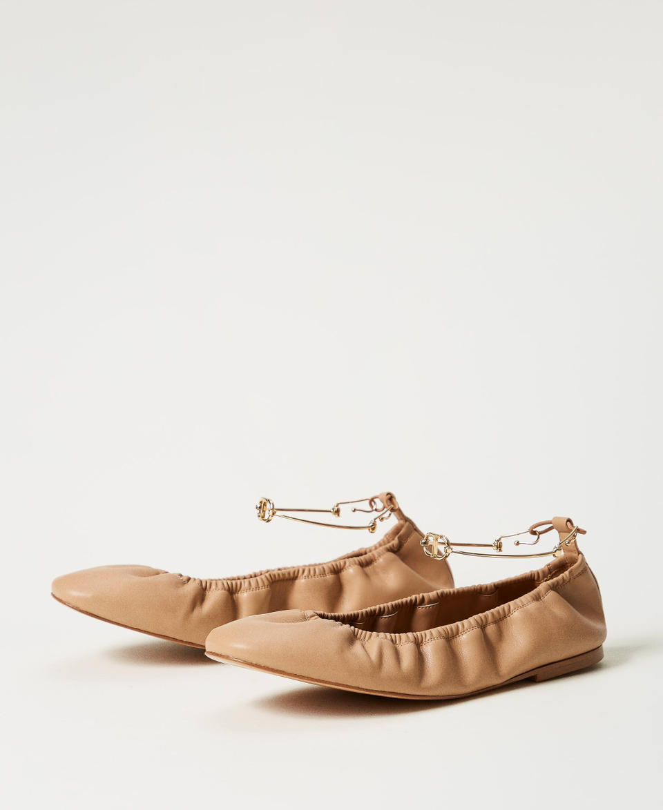 Ballet flats with strap Camel Woman 251TCP150_00044_02
