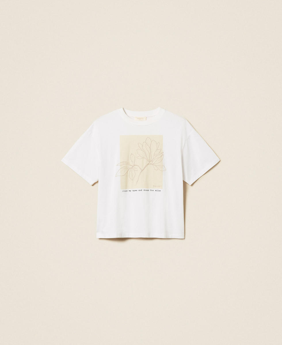 Regular T-shirt with print and embroidery