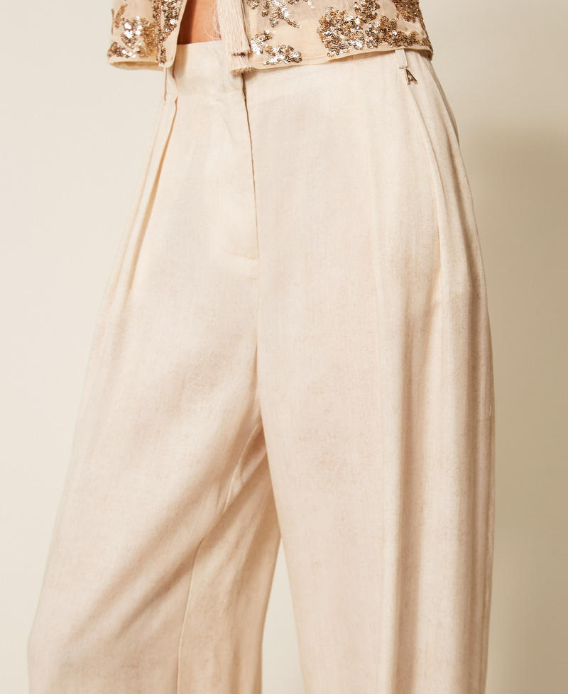 Брюки палаццо с принтом Жженый Выцветший Печатный Бежевый "Сафари" женщина 261AT2132_13461_04