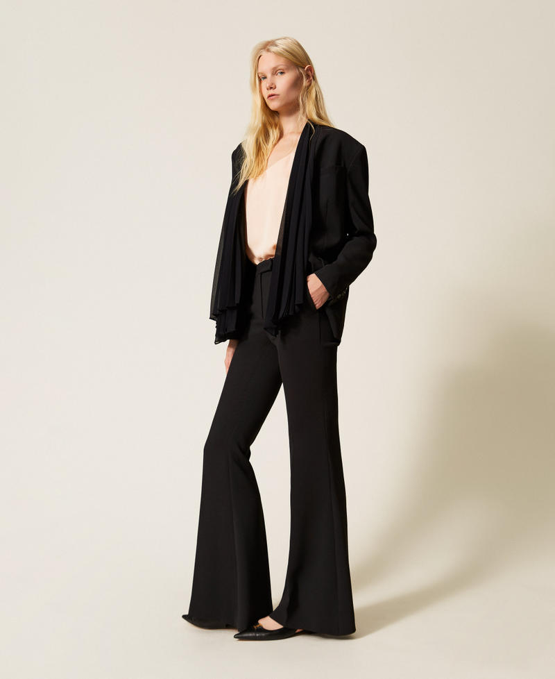 Cr&ecirc;pe flared trousers Black Woman 261TP2193_00006_02