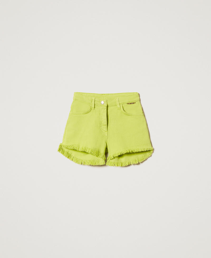 Shorts aus Bull-Denim mit Fransen