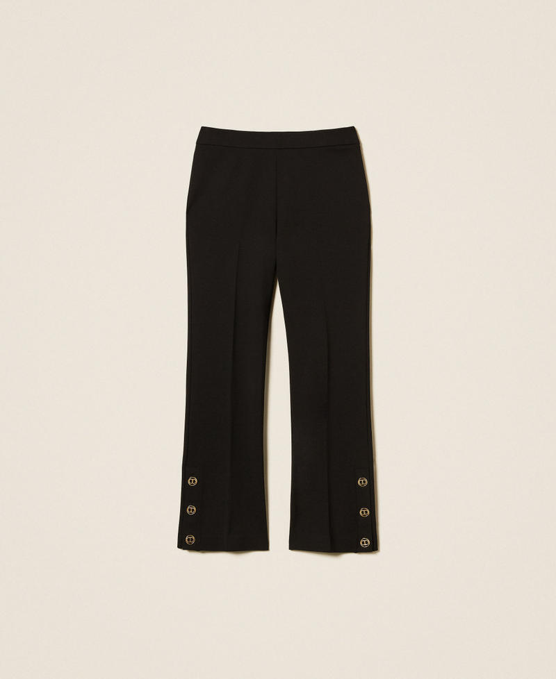 Cropped trousers with Oval T buttons Black Woman 252TP2603_00006_S0