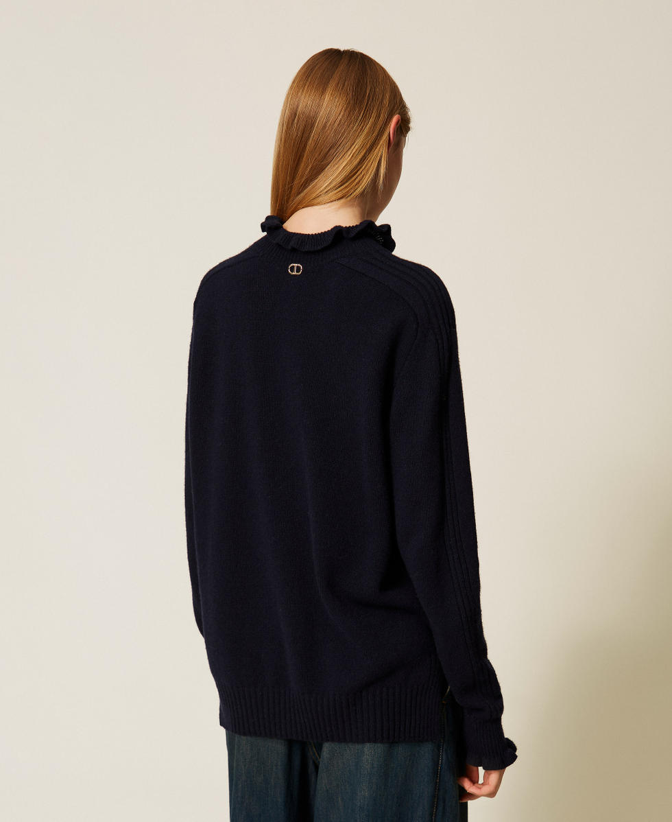 Wool blend jumper with ruffles Classic Blue Woman 252TT3350_11956_03