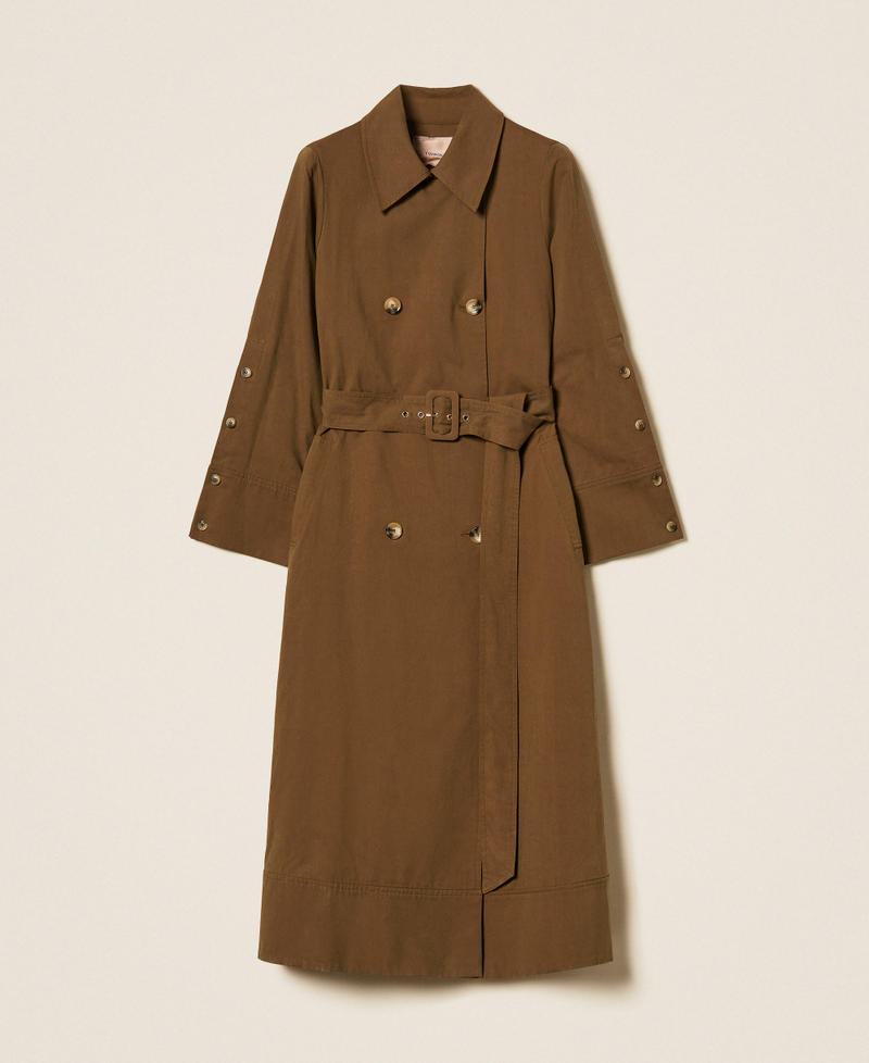 Trench in gabardina di misto cotone Verde Faggio Donna 262TP270A_12537_S0