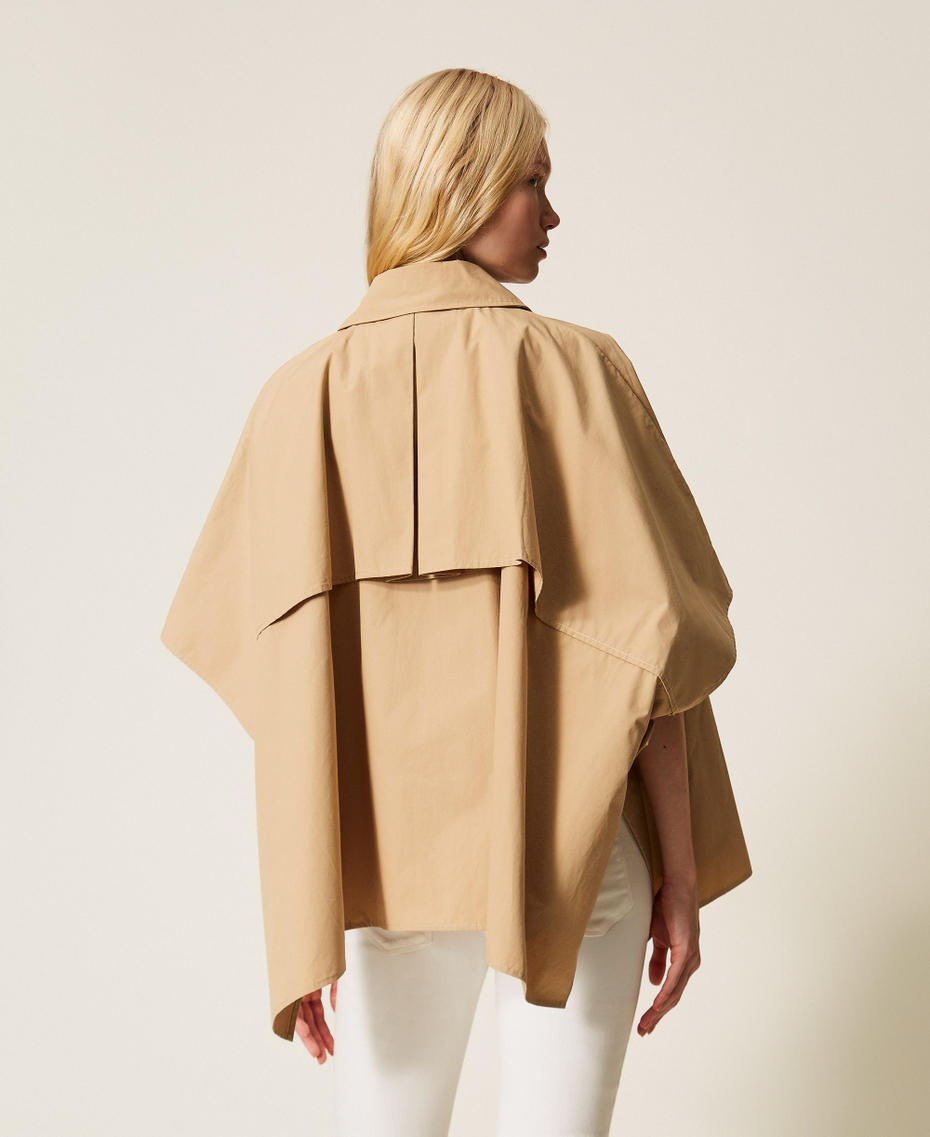 Gabardine trench poncho Delicate Sand Beige Woman 261TA4290_13161_03