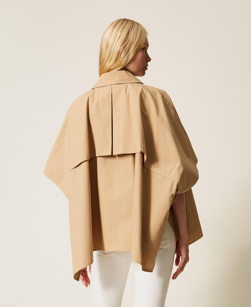 Poncho trench in gabardina Beige "Delicate Sand" Donna 261TA4290_13161_03