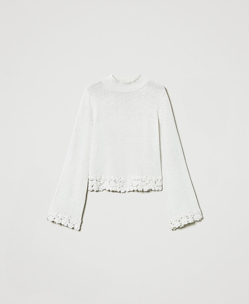 Wool blend turtleneck with embroidery