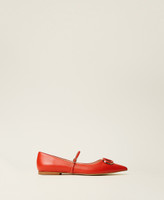 フラットシューズ TWINSET SS25 'Oval T' ballet flats (251TCP064 00006) Leather ballet flats with Oval T Woman, Black | TWINSET Milano