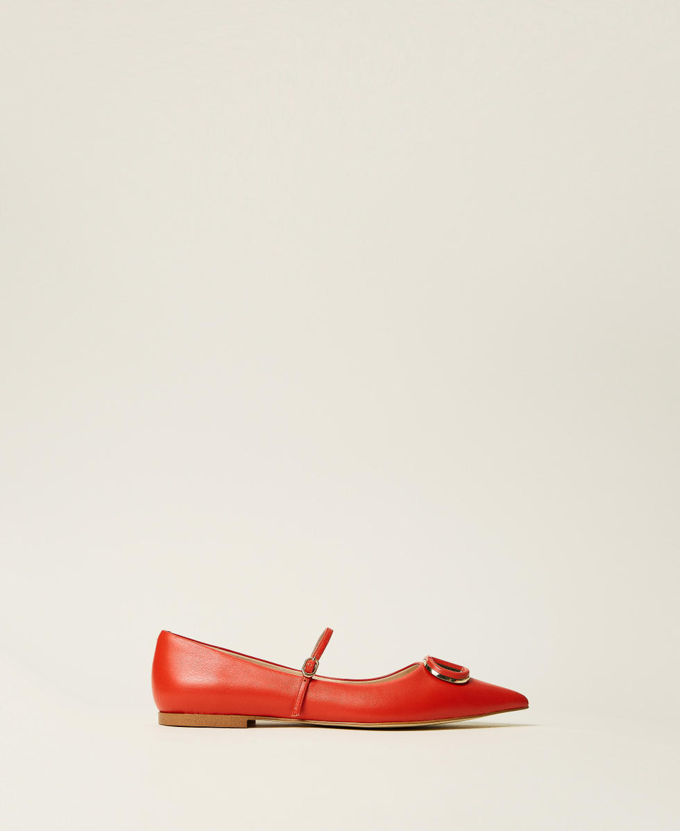 Ballerines en cuir avec Oval T Coralline Femme 251TCP064_12141_01