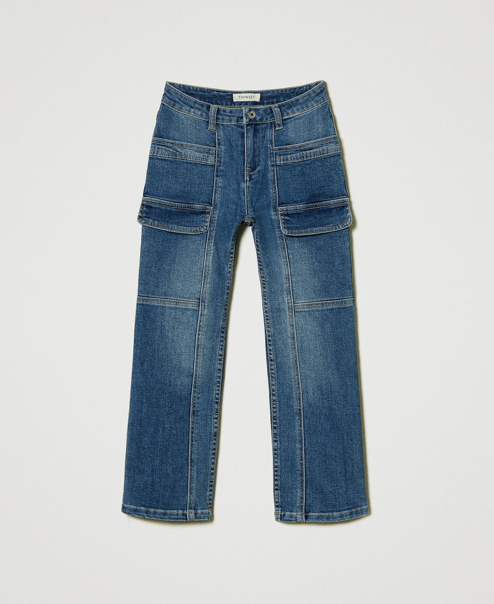Cargo jeans with pockets Denim Mid Blue Girl 242GJ2291_07282_S0