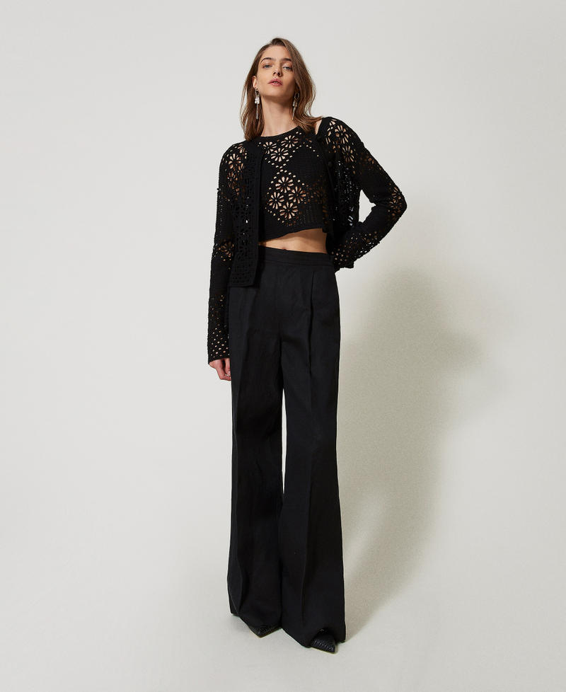 Floral crochet jacket Black Woman 251TT3200_00006_01