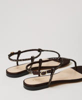 Flat thong sandals with rhinestones Chocolate Lab Woman 251TGT110_10780_03