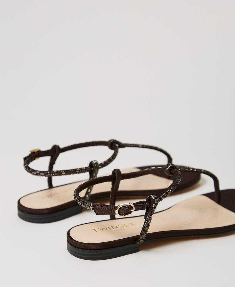 Flat thong sandals with rhinestones Chocolate Lab Woman 251TGT110_10780_03