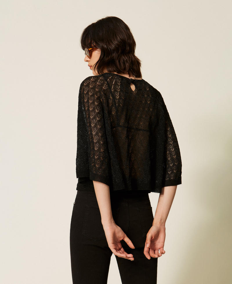 2-in-1-Cropped-Pullover Lurex Schwarz Frau 262TP3Q31_13597_03
