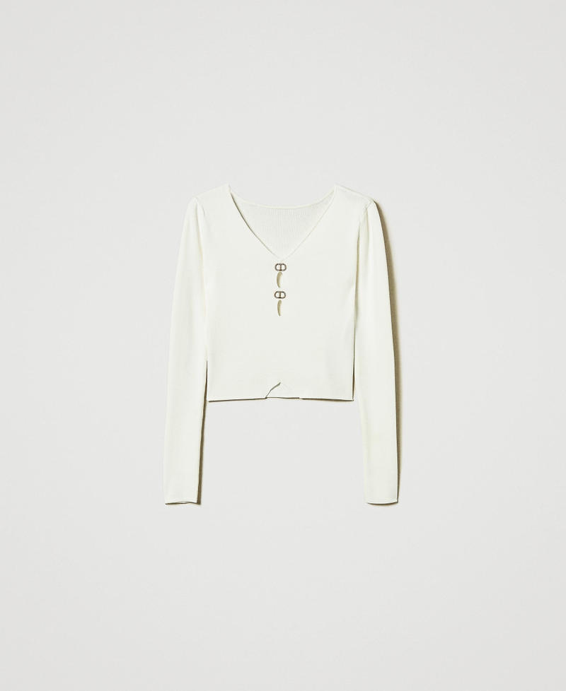 Pull double usage avec Oval T Blanc Neige Femme 242TT3031_00282_0S