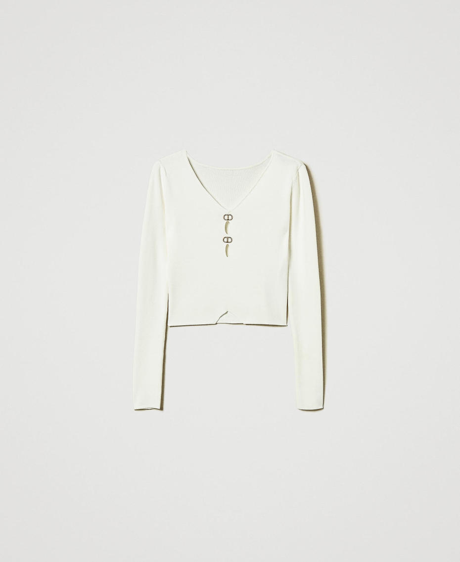 Pull double usage avec Oval T Blanc Neige Femme 242TT3031_00282_S0
