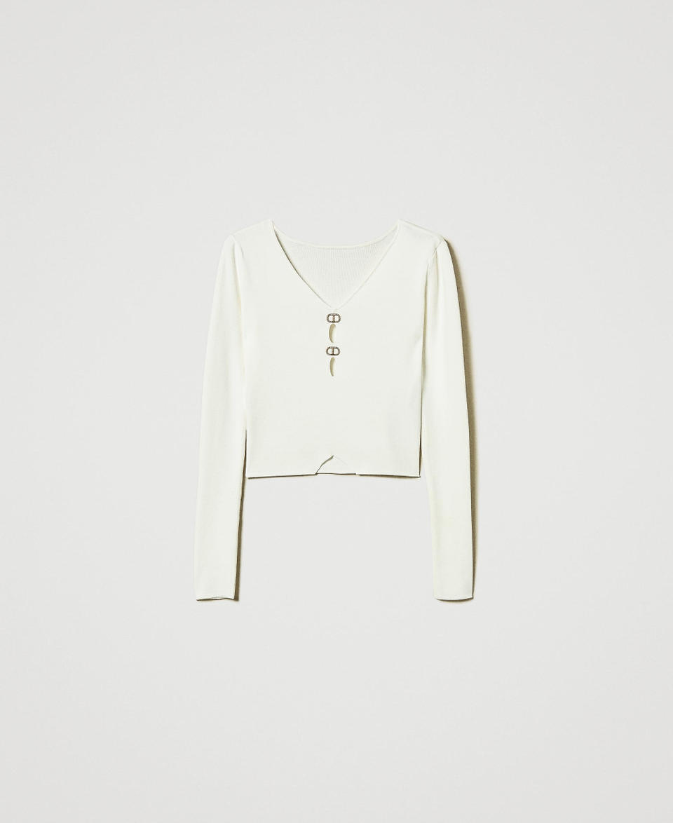 Pull double usage avec Oval T Blanc Neige Femme 242TT3031_00282_S0