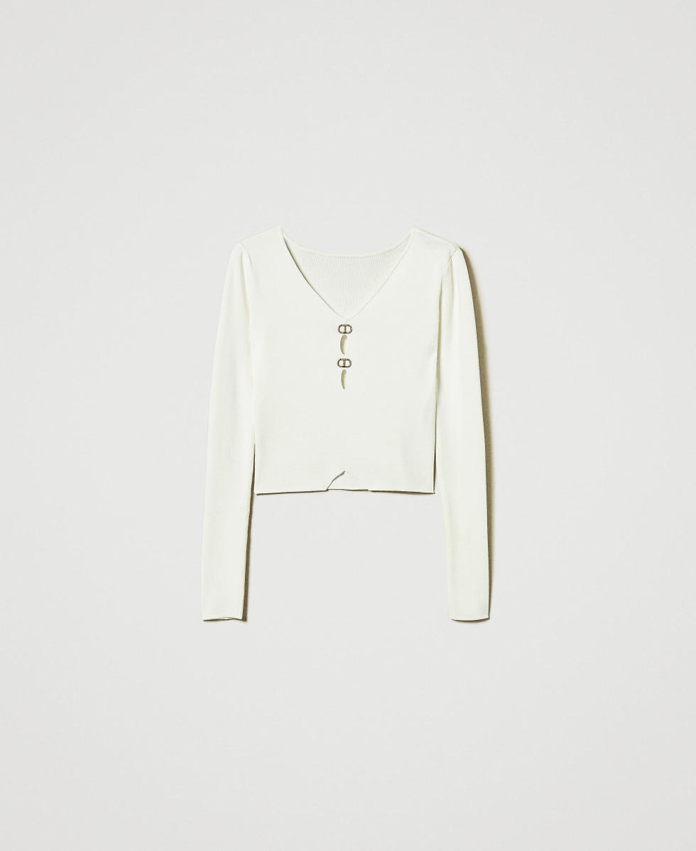 Maglia doppio uso con Oval T Bianco Neve Donna 242TT3031_00282_S0