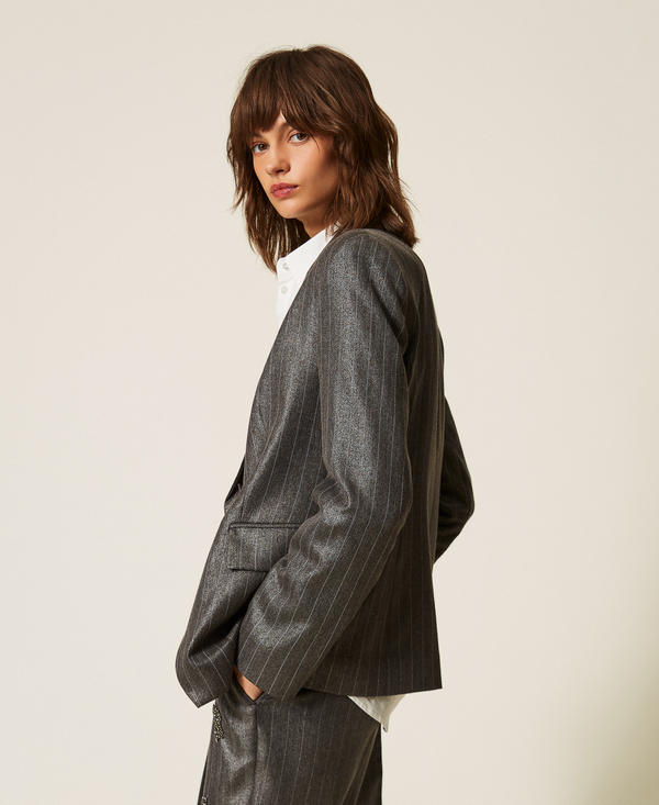 Double-breasted pinstriped blazer