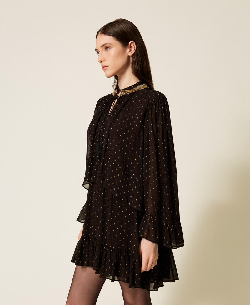 Abito corto in georgette fil coupé Nero Donna 252TS2281_00006_02
