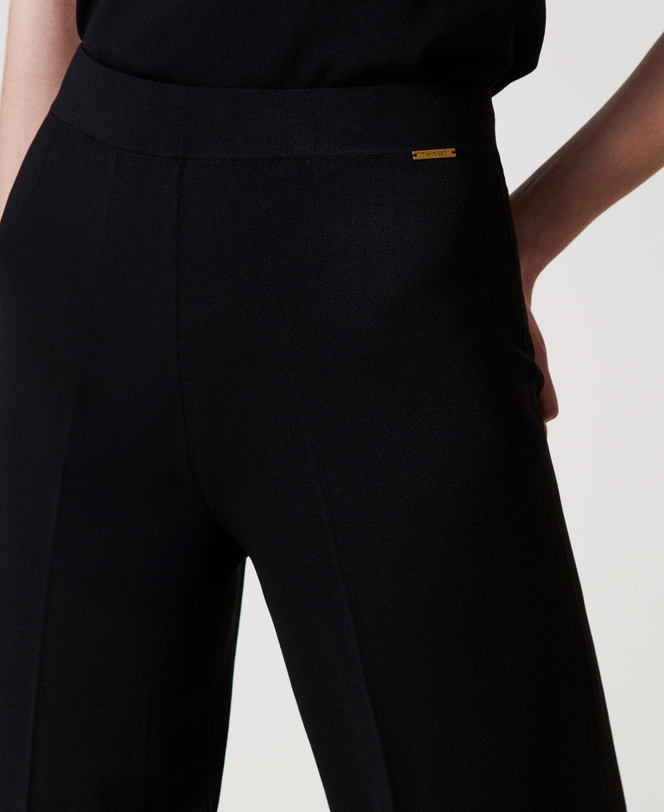 Knit trousers with lurex stripe Black Woman 251LL3DBB_00006_04