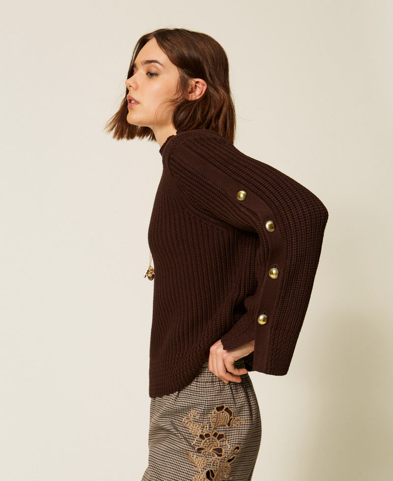 Jumper with metal buttons Darkness Brown Woman 262TP3170_13411_02