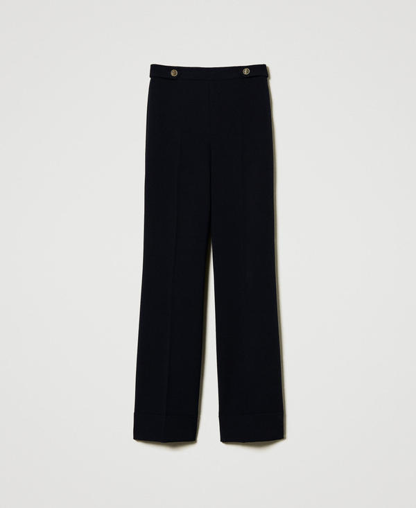 Pantaloni a vita alta in cady cr&ecirc;pe
