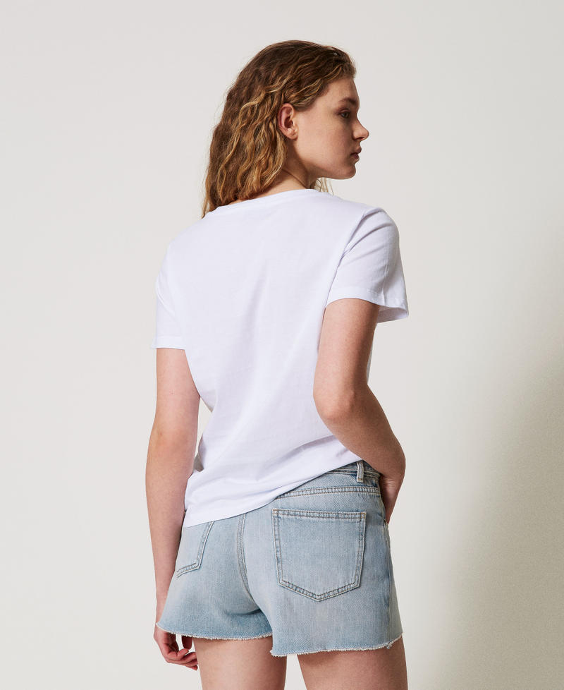 T-shirt avec logo Oval T strassé Blanc Femme 251TT2040_00001_03