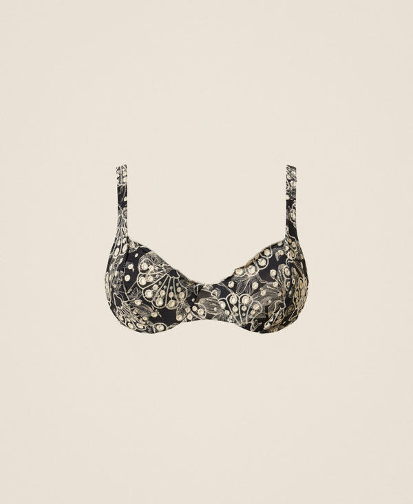 Underwired bikini top with embroidery