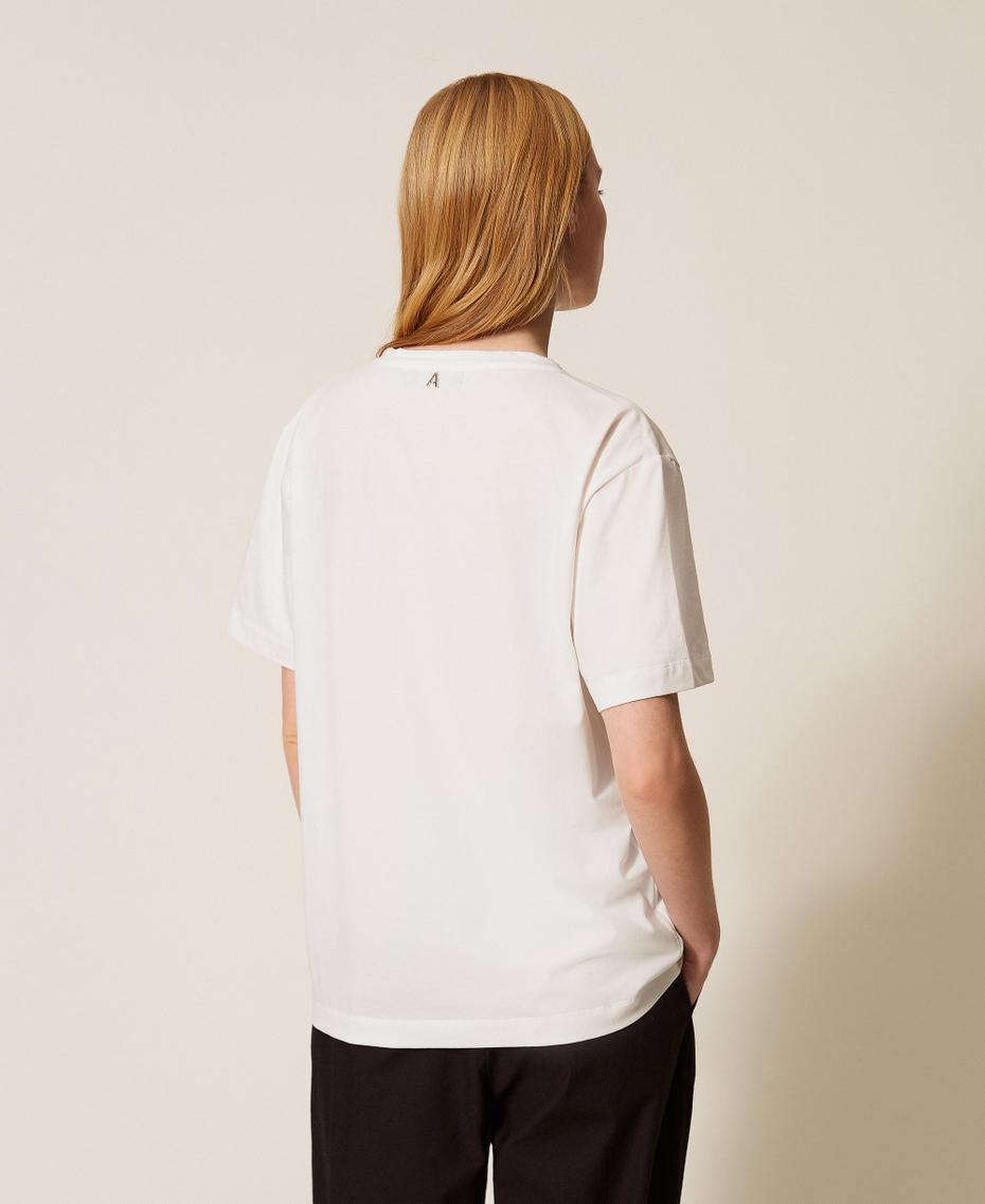 T-Shirt mit Print und Strass Off White Herz-Print Frau 261AP2164_13294_03