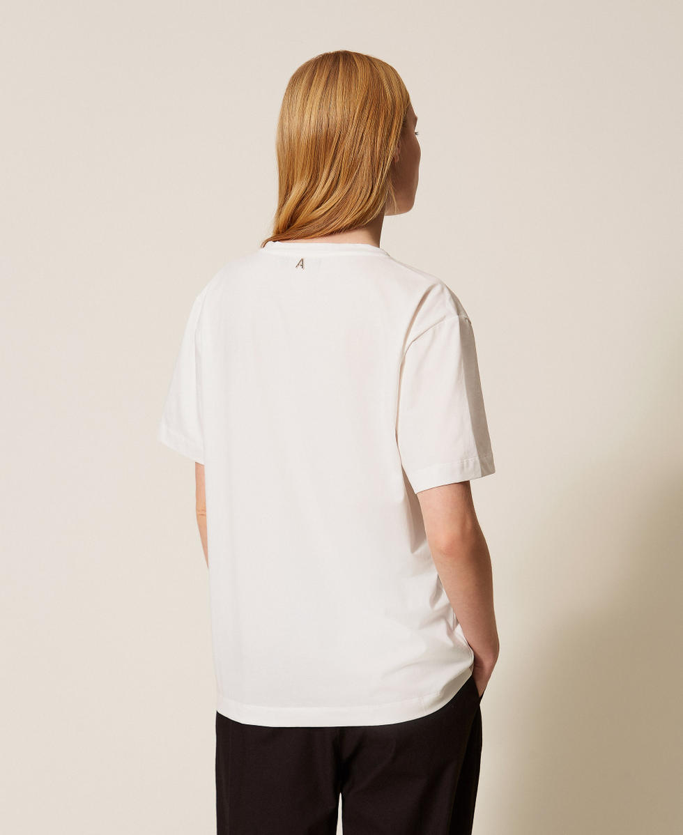 Camiseta con estampado y strass Blanco Roto Estampado Coraz&oacute;n Mujer 261AP2164_13294_03