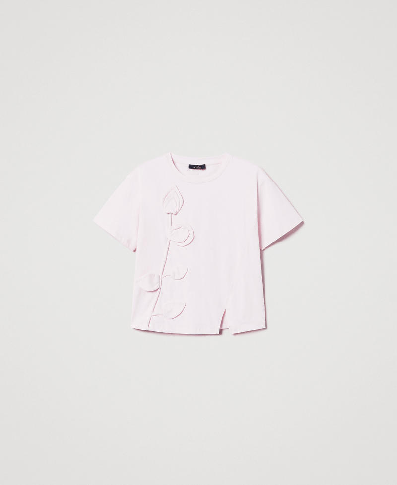 T-shirt with hand embroidery Tender Pink Pink Woman 251AP2460_00619_S0