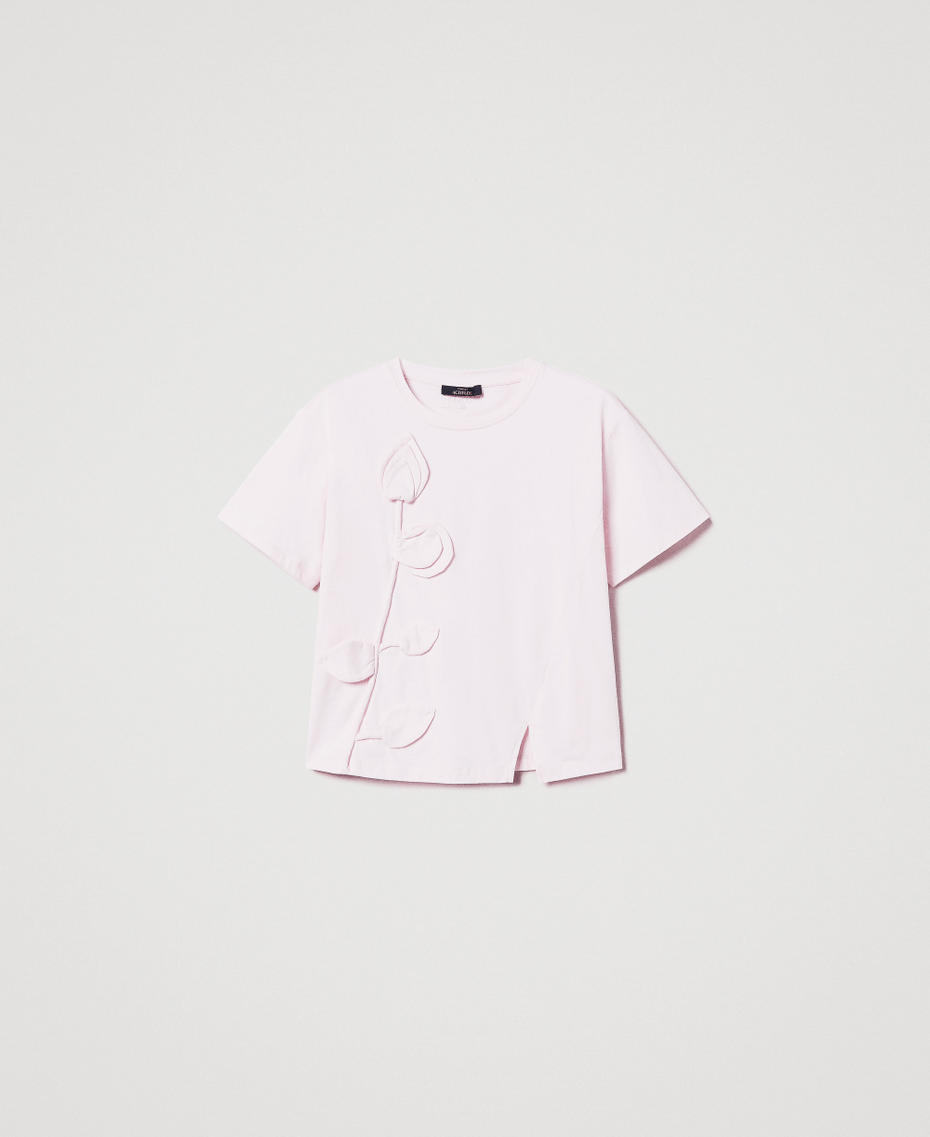 T-shirt with hand embroidery Tender Pink Pink Woman 251AP2460_00619_S0