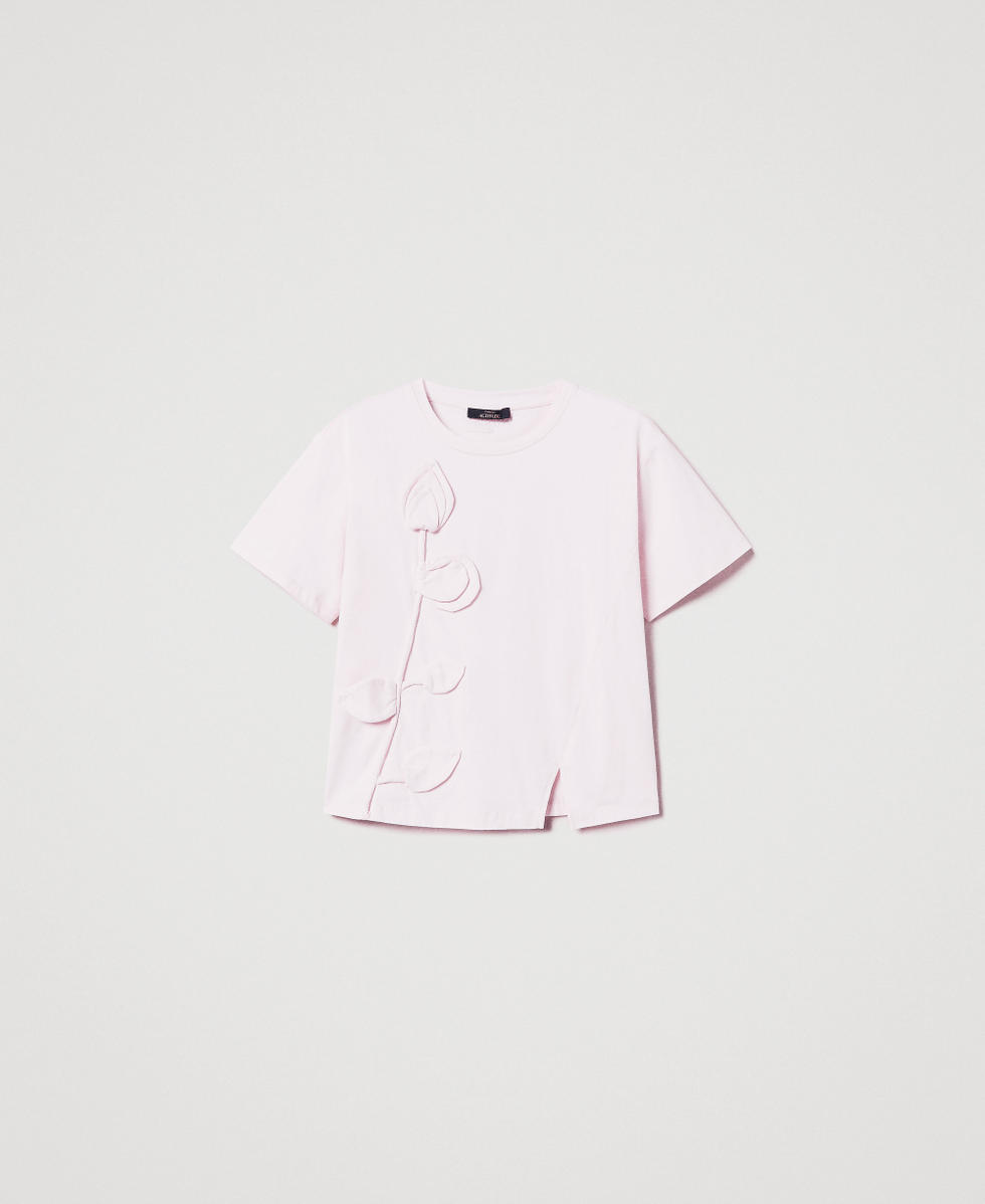 T-shirt avec broderie réalisée à la main Femme, Rose | Milano