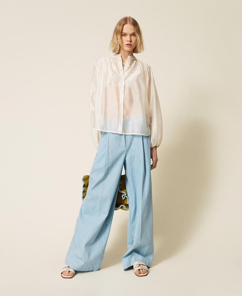 Palazzo trousers with pleats Light Blue Denim Woman 261TF2080_02990_01