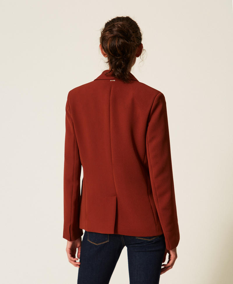 Blazer aus Cr&ecirc;pe mit Herzknopf "Cherry Wood-Braun" Frau 262TP2044_06501_03